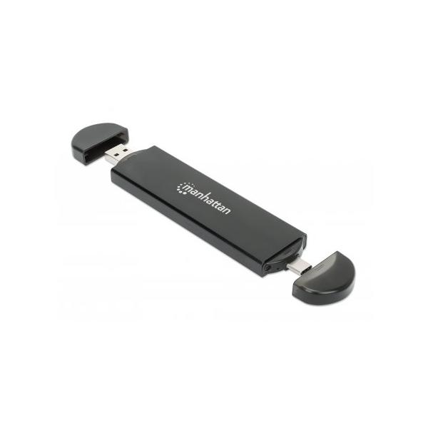 Custodia SSD Manhattan M.2 NVMe e SATA, USB-C e amp; Connessione USB-A maschio, fino a 10 Gbps (USB 3.2 Gen2 ovvero USB 3.1)