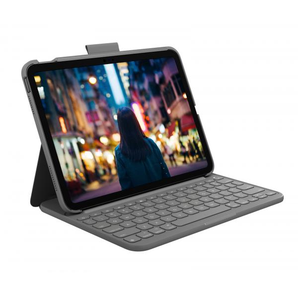 Logitech Slim Folio - Tastatur und Foliohülle - kabellos - Bluetooth LE - QWERTY - Nordisch (Dänisch/Finnisch/Norwegisch/Schwedisch)