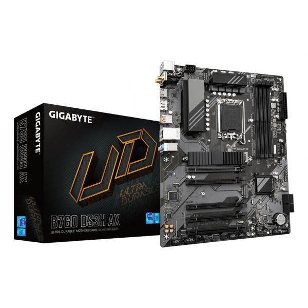 Gigabyte B760 DS3H AX - 1.X - Scheda madre - ATX - Presa LGA1700 - Chipset B760 - USB-C 3.2 Gen 2x2, USB 3.2 Gen 2, USB 3.2 Gen 1 - Gigabit LAN, Wi-Fi 6E - Grafica integrata (CPU richiesta)