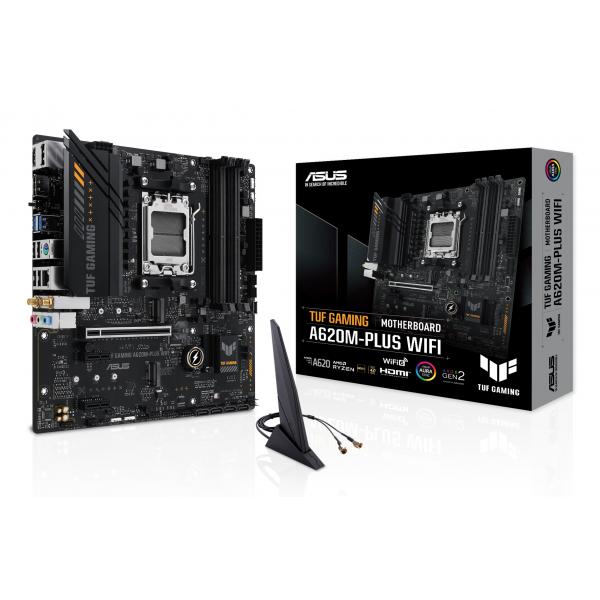 ASUS TUF GAMING A620M-PLUS WIFI - scheda madre - micro ATX - Socket AM5 - Chipset AMD A620 - USB 3.2 Gen 1, USB-C 3.2 Gen 1 - Gigabit LAN, 2.5 Gigabit LAN, Bluetooth, Wi-Fi - grafica integrata (CPU richiesta)