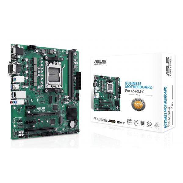 ASUS Pro A620M-C-CSM - scheda madre - micro ATX - Socket AM5 - Chipset AMD B650 - USB 3.2 Gen 1, USB 3.2 Gen 2, USB-C 3.2 Gen2 - Gigabit LAN - grafica integrata (CPU richiesta)