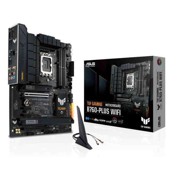 ASUS TUF GAMING B760-PLUS WIFI - scheda madre - ATX - presa LGA1700 - chipset B760 - USB-C 3.2 Gen 2x2, USB 3.2 Gen 2, USB 3.2 Gen 1, USB-C 3.2 Gen2 - LAN 2.5 Gigabit, Wi-Fi 6, Bluetooth - grafica integrata (CPU richiesta)