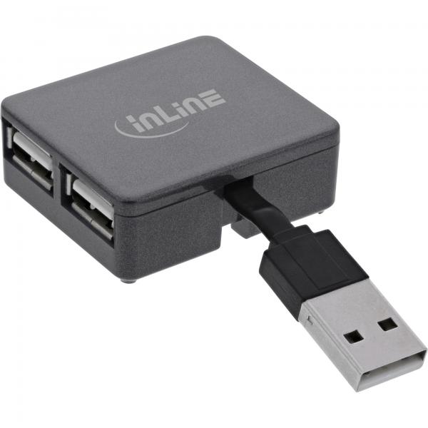 Hub InLine USB 2.0 a 4 porte - USB-A maschio a 4x USB-A femmina - cavo 4 cm