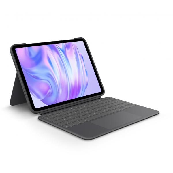 Logitech Combo Touch - tastiera e custodia Folio - con trackpad - retroilluminato - connettore Apple Smart - QWERTY - US International - Grafite - per Apple iPad Pro da 11 pollici (M4)