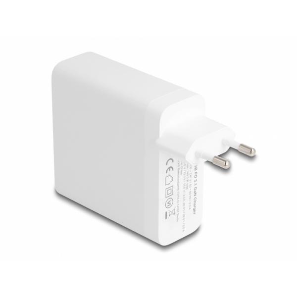 Delock Caricatore USB GaN 1 x USB Type-C PD 3.1 da 140 W, da interno, CA, 28 V, bianco