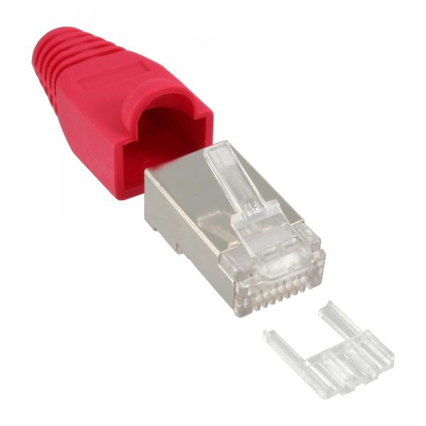 Confezione InLine da 10 crimpature. RJ45 protetto - con protezione antipiega e amp; Ausiliario per l'infilatura - rosso