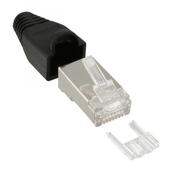 Confezione da 100 crimpature InLine. RJ45 schermato - con curva. & Filettatura - massa nera