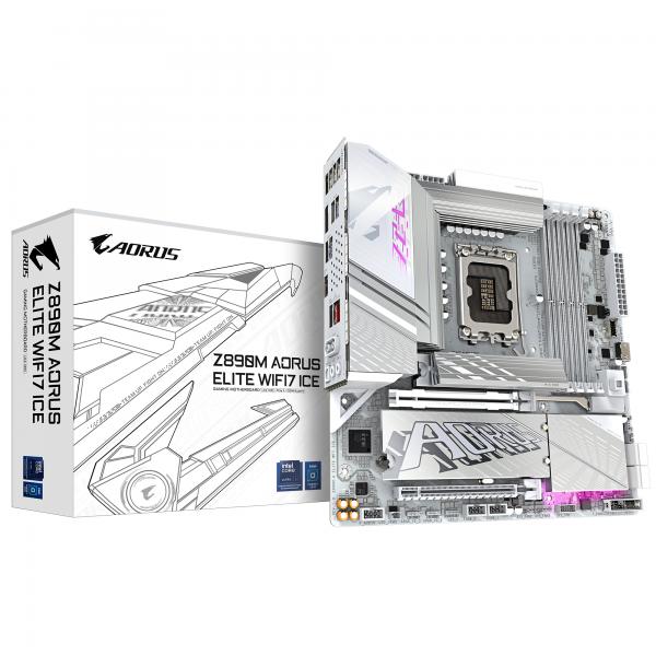 Gigabyte AORUS Z890M ELITE WIFI7 ICE - scheda madre - micro ATX - presa LGA1851 - chipset Z890 - USB4, USB-C 3.2 Gen2, USB 3.2 Gen 2, USB 3.2 Gen 1 - 2.5 Gigabit LAN, Wi-Fi 7, Bluetooth - grafica integrata (CPU richiesta)
