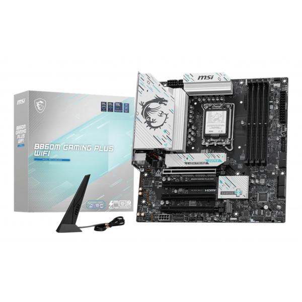 MSI B860M GAMING PLUS WIFI - scheda madre - micro ATX - presa LGA1851 - chipset B860 - USB-C 3.2 Gen2, USB-C 3.2 Gen 1, USB 3.2 Gen 1 - 5 Gigabit Ethernet, Wi-Fi 7, Bluetooth - grafica integrata (CPU richiesta)
