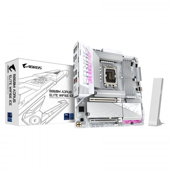 Gigabyte AORUS B860M ELITE WIFI6E ICE - Motherboard - micro ATX - LGA1851-Sockel - AMD B850 Chipsatz - USB4, USB-C 3.2 Gen2, USB 3.2 Gen 2, USB 3.2 Gen 1 - Bluetooth, Wi-Fi 6E, 2.5 Gigabit LAN - Onboard-Grafik (CPU erforderlich)