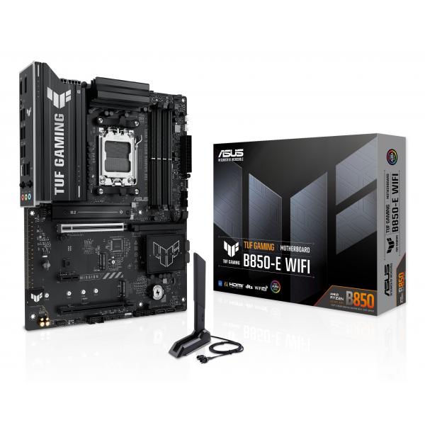 ASUS TUF GAMING B850-E WIFI - Motherboard - ATX - Socket AM5 - AMD B850 Chipsatz - USB-C 3.2 Gen2, USB 3.2 Gen 1, USB 3.2 Gen 2, USB-C 3.2 Gen 2x2, USB4 - Wi-Fi 6E, 2.5 Gigabit LAN, Bluetooth - Onboard-Grafik (CPU erforderlich)