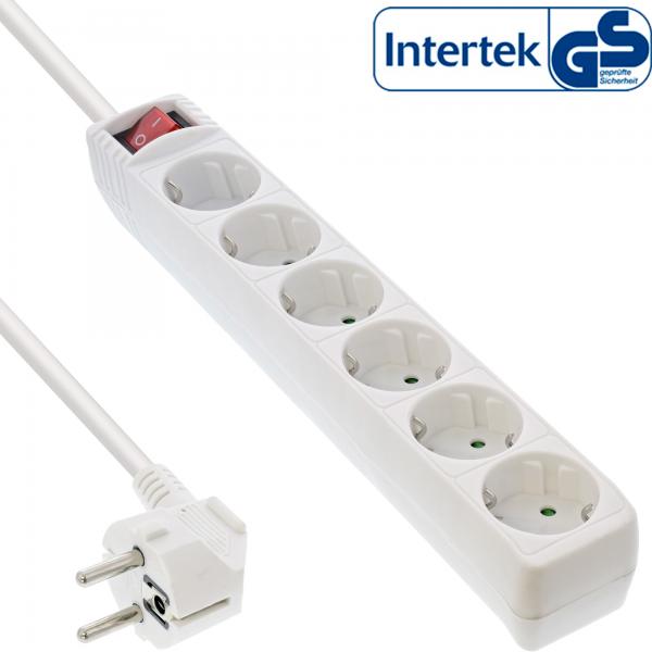 Multipresa InLine - contatto di protezione a 6 vie - con interruttore - bianco - 1,5 m
