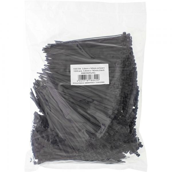 InLine Kabelbinder - Länge 140mm - Breite 3,6mm - schwarz - 1000 Stück - bulk