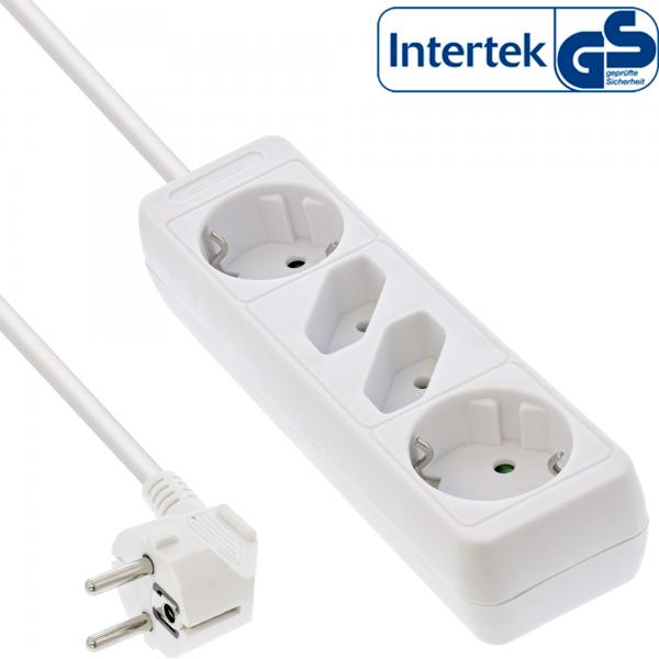 Multipresa InLine - 4 vie - 2x contatto di protezione + 2x Euro - bianco - 1,5 m