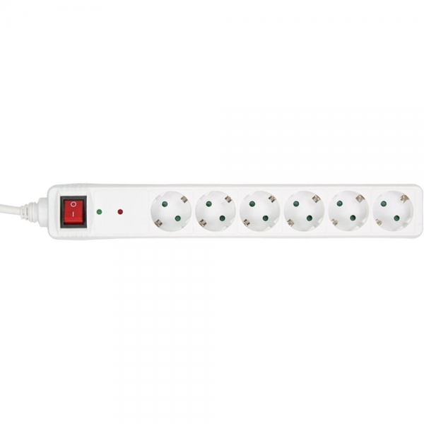 Multipresa InLine - contatto di protezione a 6 vie - con ÜSS - bianco