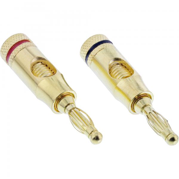 Set di 2 banane InLine ST - connessione a vite. - Metallo - placcato oro - 1x rosso - 1x nero