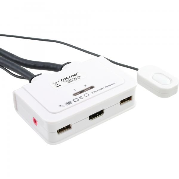 Switch KVM InLine - 2 vie - HDMI - USB - con audio - integrato. Cavo