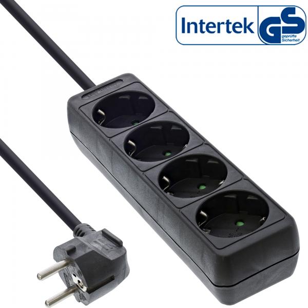 Multipresa InLine - contatto di protezione a 4 vie - nero - 1,5 m