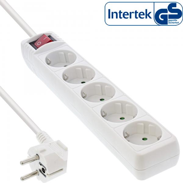 Multipresa InLine - Contatto di protezione a 5 vie - bianco - 1,5 m