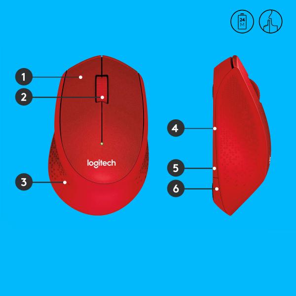Logitech M330 SILENT PLUS - mouse - 3 pulsanti - wireless - 2,4 GHz - ricevitore wireless (USB)