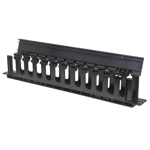 Gestione cavi Intellinet per armadi 19", gestione cavi 19", 1 U, con coperchio, nero - piastra di gestione cavi in ??rack con coperchio - nero, RAL 9005 - 1U - 48,3 cm (19")