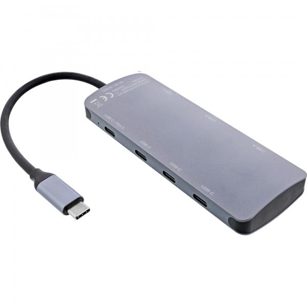 Hub USB 3.2 Gen.2 InLine - 4x USB-C + 3x USB-A - PD 100W - alluminio - grigio