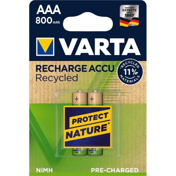 Varta Recharge Accu Recycled 56813 - Batteria 2 x AAA - NiMH - (ricaricabile)