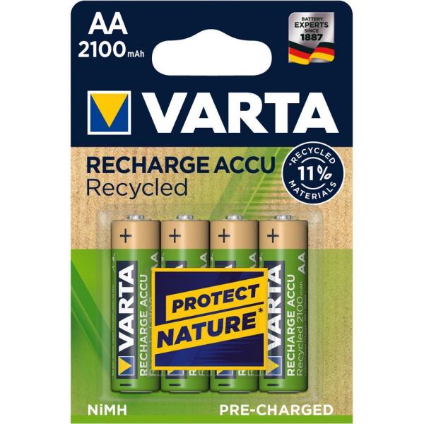 Varta Recharge Accu Recycled 56816 - Batteria 4 x tipo AA - NiMH - (ricaricabile)