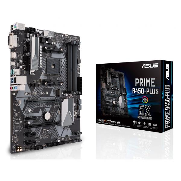 ASUS PRIME B450-PLUS - Scheda madre - ATX - Presa AM4 - Chipset AMD B450 - USB 3.1 Gen 1, USB 3.1 Gen 2, USB-C Gen1 - Gigabit LAN - Grafica integrata (CPU richiesta)