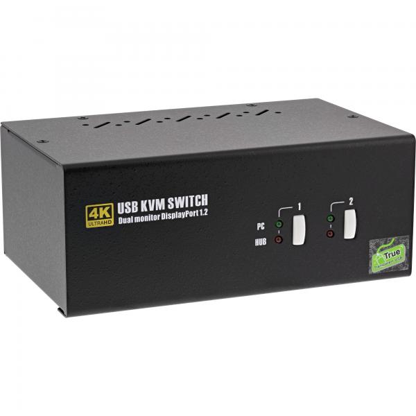Switch desktop KVM InLine - 2x - DisplayPort 1.2 per doppio monitor - 4K - USB 2.0 - Audio