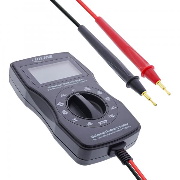 Tester per batterie multifunzione InLine - dispositivo di misurazione con display LCD