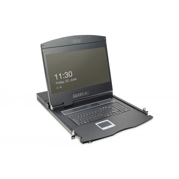 DIGITO 19" Console KVM LCD, VGA a 8 porte, tastiera tedesca