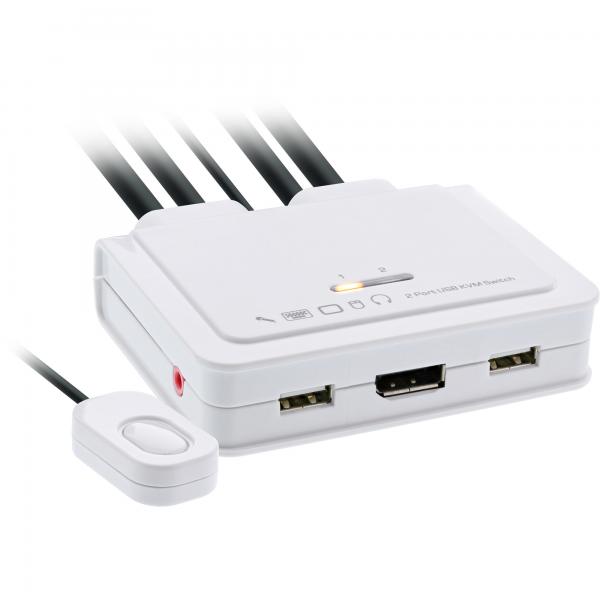 Switch KVM InLine - a 2 vie - Displayport 1.2 - 4K - USB - con audio - integrato. Cavo