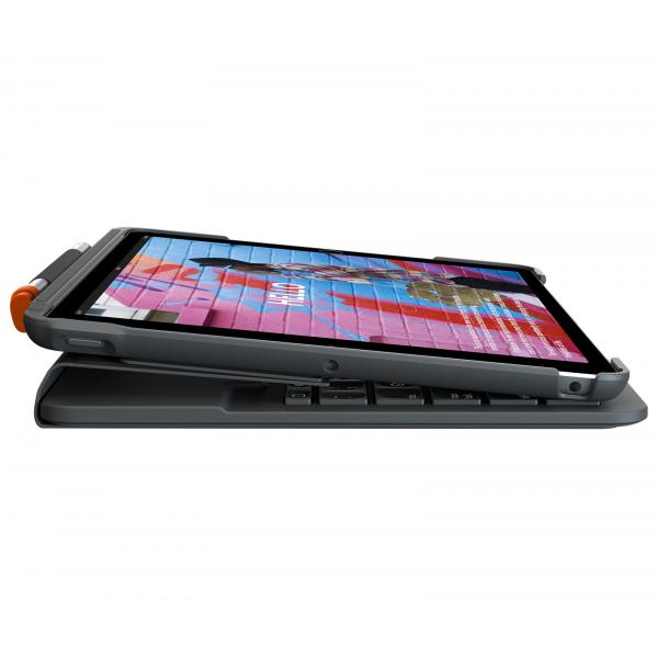 Logitech Slim Folio - Tastatur und Foliohülle - kabellos - Bluetooth - Französisch - Graphite - für Apple 10.2-inch iPad (7. Generation, 8. Generation, 9. Generation)