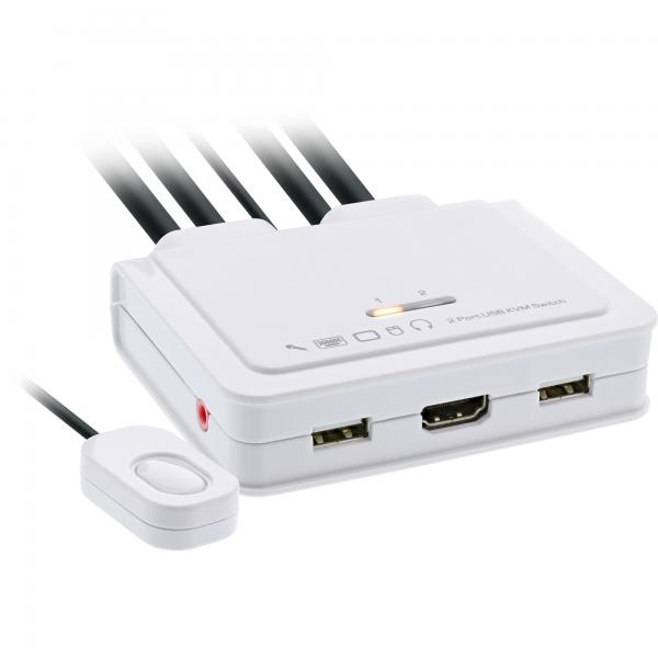 Switch KVM InLine - a 2 vie - USB-C + da HDMI a HDMI - 4K - con audio - integrato. Cavo