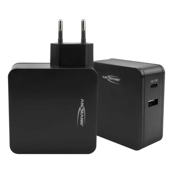 Ansmann 254PD - alimentatore - 60 watt - PD, QC 3.0 - 2 porte di uscita (USB, USB-C a 24 pin)