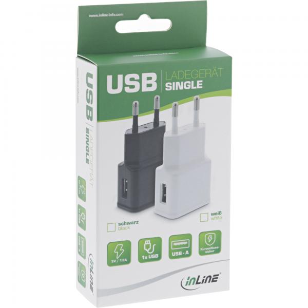 Caricatore USB singolo InLine - alimentatore - 100-240 V a 5 V/1,2 A - bianco