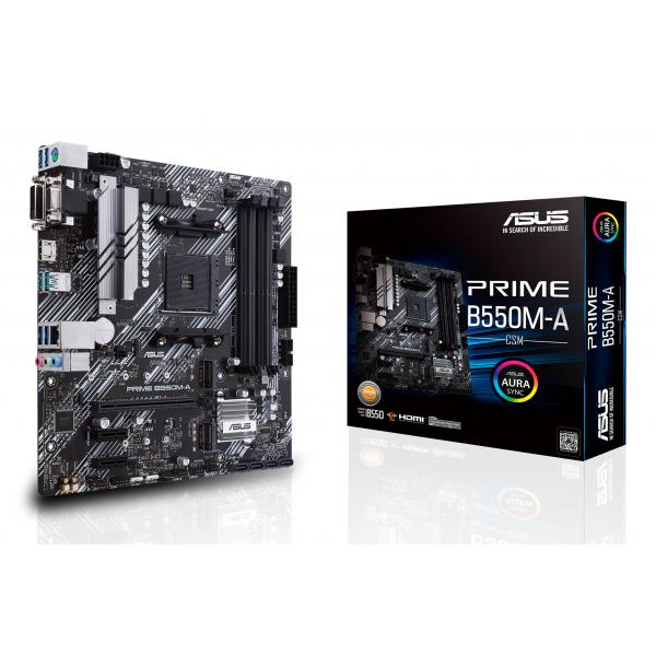ASUS PRIME B550M-A/CSM - scheda madre - micro ATX - Socket AM4 - Chipset AMD B550 - USB 3.2 Gen 1, USB 3.2 Gen 2 - Gigabit LAN - grafica integrata (CPU richiesta)