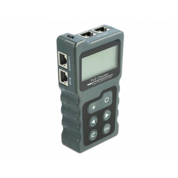 Delock Tester per cavi LCD RJ45/PoE/DC - set tester di rete