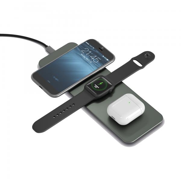 TerraTec ChargeAIR All green - Tappetino di ricarica induttivo + alimentatore AC - 10 Watt - 1,2 A - per Apple AirPods (1a generazione, 2a generazione)