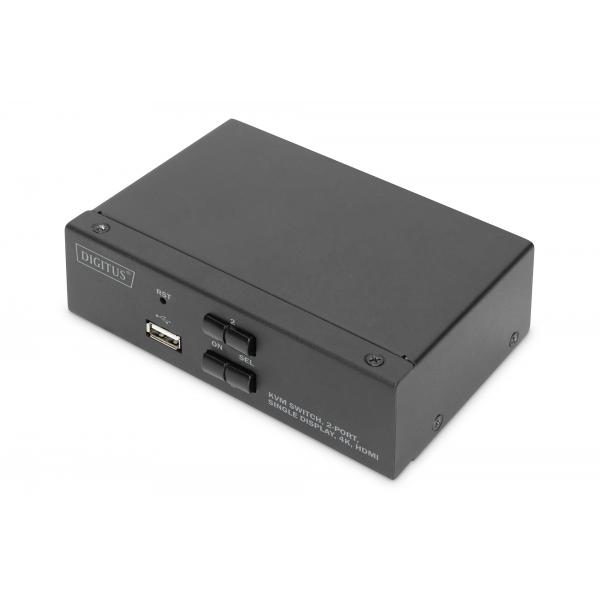 Switch KVM DIGITUS, 2 porte, display singolo, 4K, HDMI®