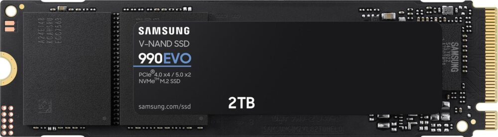 Samsung 990 EVO MZ-V9E2T0BW - SSD - verschlüsselt - 2TB - intern - M.2 2280 - PCIe 5,0 x2 (NVMe) - 256-Bit-AES - TCG Opal Encryption 2,0 (MZ-V9E2T0BW)