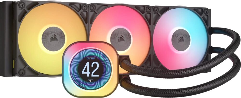 CORSAIR iCUE Link TITAN 360 RX LCD - Prozessor-Flüssigkeitskühlsystem - Kühlergröße: 360 mm - (für: LGA1851, LGA1700, AM5, AM4) - Kupfer - 120 mm - Schwarz (CW-9061023-WW)