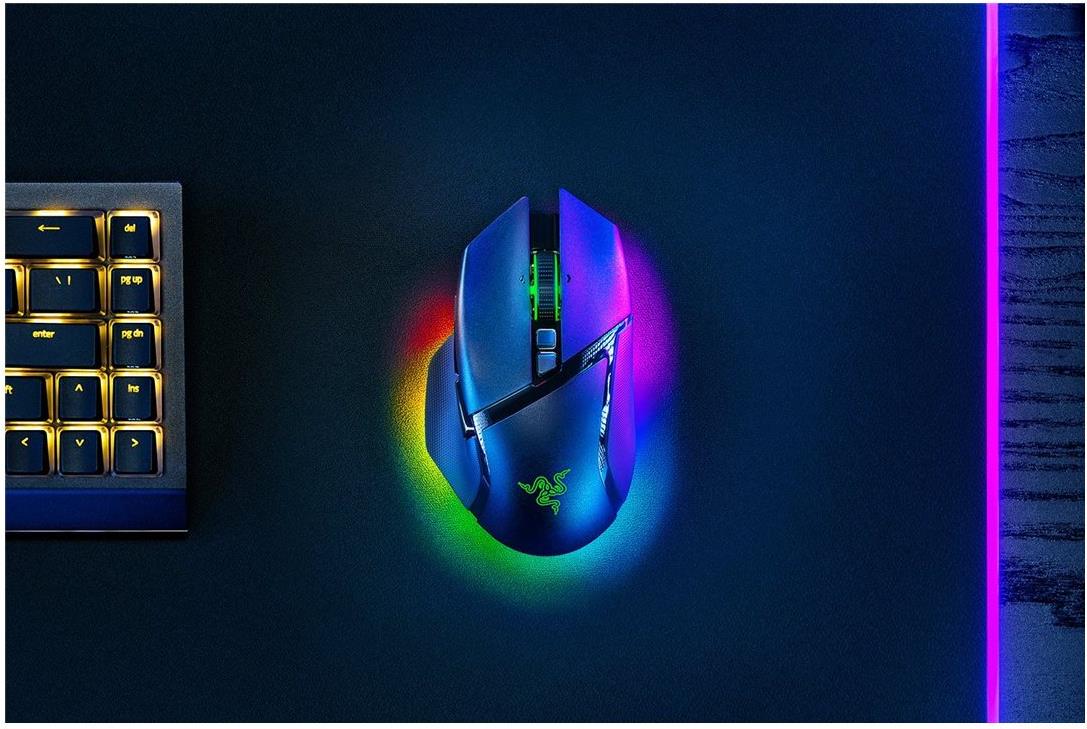 Razer Basilisk V3 pro 35K - Maus - ergonomisch - Für Rechtshänder - optisch - 11 Tasten - kabellos, kabelgebunden - Bluetooth, USB-C, 2,4 GHz - kabelloser Empfänger (USB) - Schwarz (RZ01-05240100-R3G1)