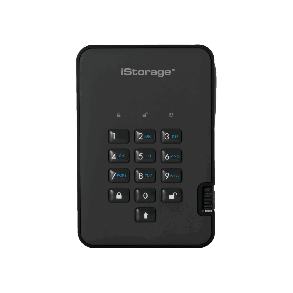 iStorage diskAshur 2 - Festplatte - verschlüsselt - 500 GB - extern (tragbar) - USB 3.1 Gen 1 - 5400 U/min - Puffer: 8 MB - 256-Bit-AES, FIPS 197 - Phantomschwarz
