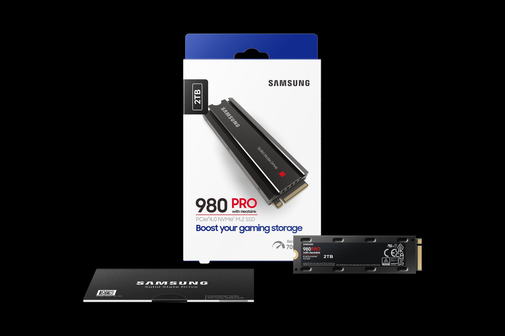Samsung 980 PRO MZ-V8P2T0CW - SSD - verschlüsselt - 2TB - intern - M.2 2280 - PCIe 4,0 x4 (NVMe) - Puffer: 2GB - 256-Bit-AES - TCG Opal Encryption 2,0 (MZ-V8P2T0CW)