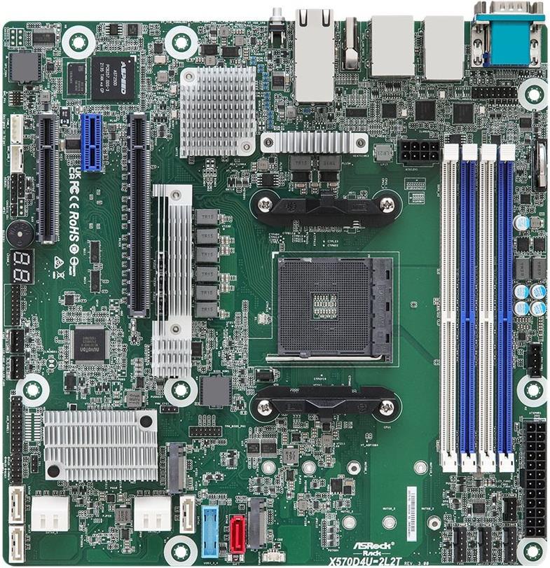 ASRock Rack X570D4U-2L2T/BCM - Motherboard - micro ATX - Socket AM4 - AMD X570 Chipsatz - USB 3,2 Gen 1, USB 3,2 Gen 2 - 2 x 10 Gigabit LAN, 2 x Gigabit LAN - Onboard-Grafik (CPU erforderlich) (90-SXG9B7-A0UAYL)