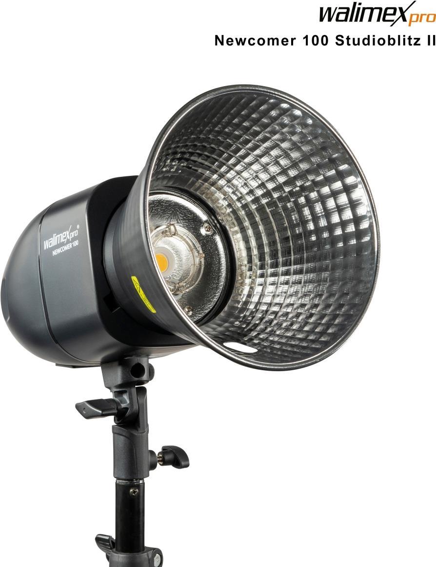 Walimex pro Newcomer 100 Studioblitz II - 100 Ws Blitzleistung, auslösen per Funk 2,4GHz, LED-Einstelllicht, Blitzdauer 1/800-1/1200s, Bowens/walimex pro-Anschluss, ideal für kleine Studios (1023402)