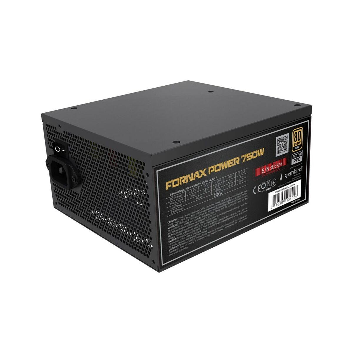 Fonte di Alimentazione GEMBIRD CCC-PSUGOLD-750W