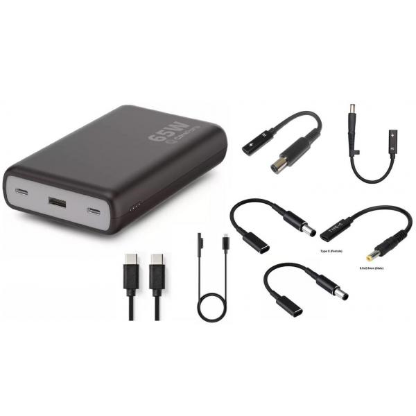 CoreParts MBX-PB007 batteria portatile Ioni di Litio 20000 mAh Nero (USB-C PD65W Power bank 20.000 - mAh W126091221, Black, with 7 - different connectors for Mobile phone/Smartphone, Portable speaker, Smartwatch, - Warranty: 12M)